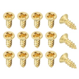 YELARXI Brass Wood Screws Self Tapping Screws, M2 x 6 mm Flat Cross Head Fit for Door Hinges Electronics Furniture (100 Pack, Gold Tone)