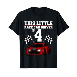 Funny 4th Birthday Gift Boys 4 Years Old Race Car Drivers T-Shirt
