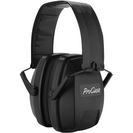 [ProCase] Adult Professional Soundproofing Earmuffs with Adjustable Headband Ear Cover Ear Muffs Hearing Protection Headphones, Noise Reduction Rate: NRR 28dB - Black, Black