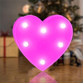 QEOCP LED Letter Lights - Little Love Heart, Letras con Luces para Decorar Fiestas, Battery Powered Alphabet Sign Light for Night Lights, Weddings, Birthdays, Holiday Lights or Home Decoration (Pink)
