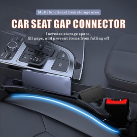 Qtaikong 2Pcs Car Seat Gap Filler, Car Seats Gap Filler Universal Dual Slot Car Seat Gap Organizer for Car SUV Truck, Soft Foam Multifunctional Seat Side Gap Filler
