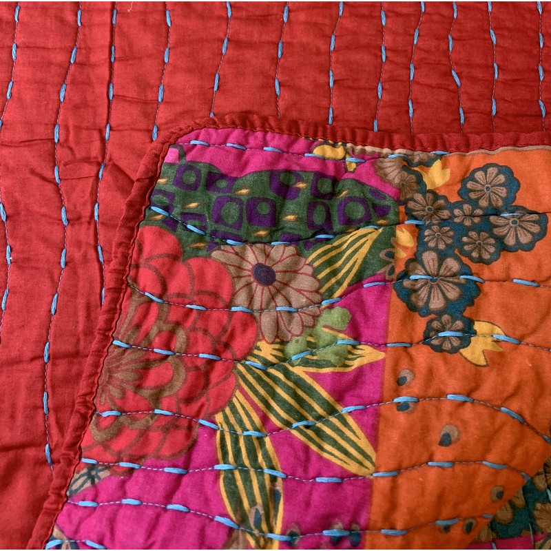 Greenland Home Jewel 100% Cotton Throw Blanket with Kantha-Style Quilting,