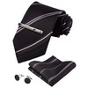 TIE G Stripe Plaid Mens Ties Set in Black Gift