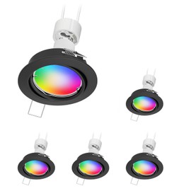 ledscom.de 5 recessed Ceiling spotlights Fere recessed Frame Black matt swivelling incl. Smart Home RGBW GU10 LED lamp, 5.41W, 473lm