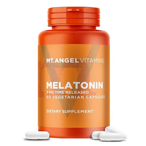 Mt. Angel Vitamins - Melatonin, 3MG Time Released (60 Vegetarian Capsules)