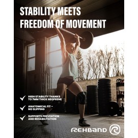 Rehband Knee Support for Strength Sports & Fitness - Knee Support 7 mm Neoprene, Flexible and Non-Slip, Knee Sleeve for Men and Women, Colour: Carbon/Black, 1 Pair, Size: S
