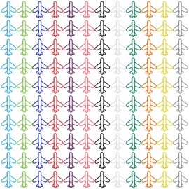Framendino, 120 Pack Colorful Airplane Shape Paper Clips Cute Paperclips Bookmarks Clips Plane Paper Clip Page Marker for Office School Supplies