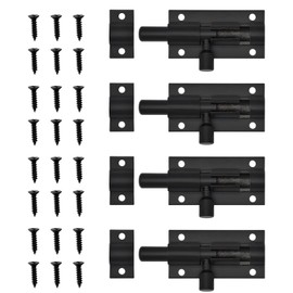4 PCS Door Lock Bolts, 2 Inch Safety Sliding Lock Weatherproof Security Design Strong Stainless Steel Matte Heavy Black Duty Barrel Door Bolt Latch with Screws for Internal Door Shed Bathroom Toilet