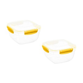 Superio Plastic Food Storage Containers, Airtight Lids, 13 oz., Yellow, 2 pack