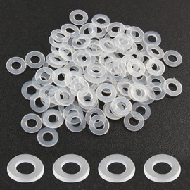 Qjaiune 100 Pack M4 Nylon Washers Clear Flat Washer, 4mm ID 8.5mm OD 1mm Thickness Faucet Plastic Gasket, Metric Transparent Gasket Sealing Washer Spacer Flat Hose Washer for Water Pipe Water Hose