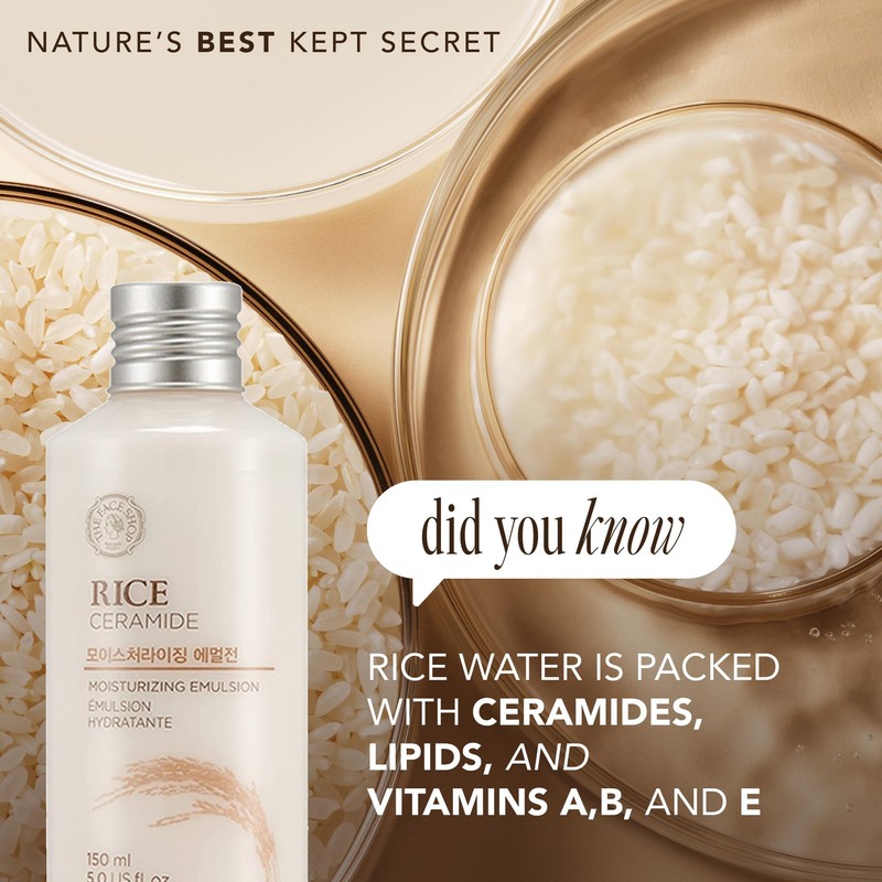 THE FACE SHOP Rice Ceramide Moisturizing Emulsion, Hydrating with Rice