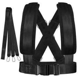 BESPORTBLE Adjustable Sled Harness - with Resistance Band for Strength and Fitness Training Padded Shoulder Straps and Waist Belt for Workout Sled Pulling Durable Neoprene and Polyester Vest