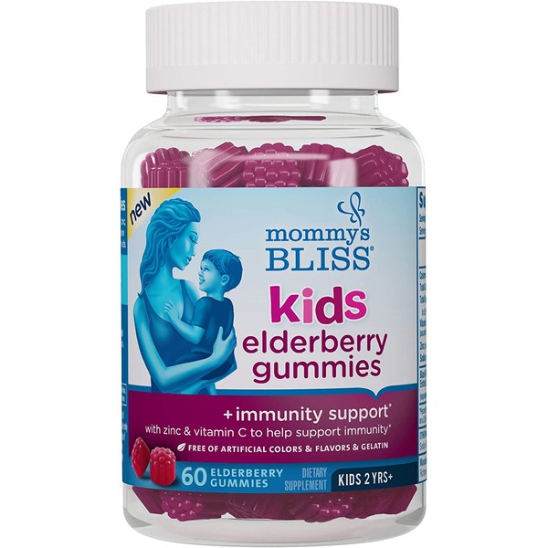 Mommy's Bliss - Kids Elderberry Gummies + Immunity Support - with Zinc and Vitamin C to Help Support Immunity - 60 Gummies
