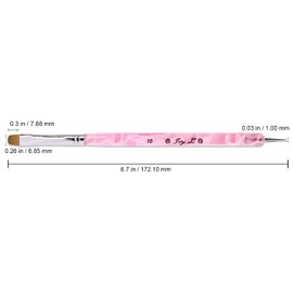 Ivy-L Premium 2 Way French Gel Acrylic Nail Art Kolinsky Brush with Dotting Tool for Professional Manicure Cuticle Clean up Nail Art Design (Size 10, Pink Marble)