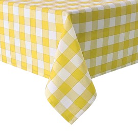 Mantel de Navidad rectangular, resistente a las manchas y las arrugas, diseño de cuadros pequeños, funda decorativa de tela para mesa de comedor, cocina, exterior e interior (58 x 80, amarillo y blanco)
