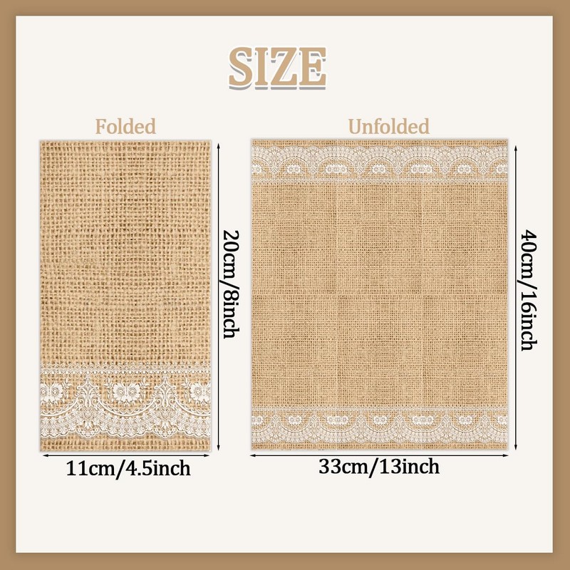 Faux Burlap Lace Design Paper Napkins Disposable 60PCS