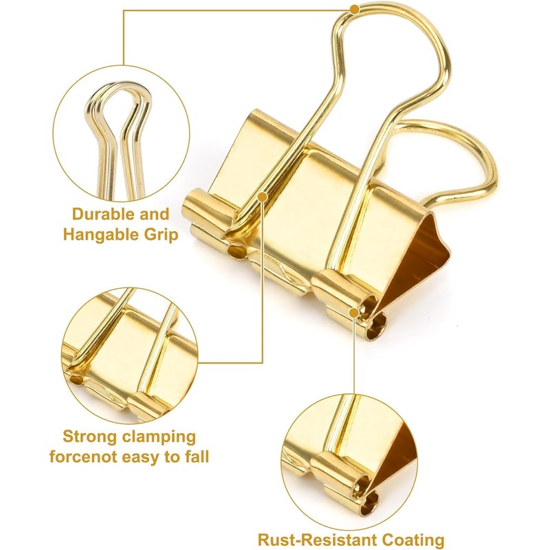 CUARUSUIKA Binder Clips Set,40Pack, 1 in Small Clip, Paper Clips