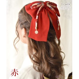 Musee 600000500 Hakama Hair Ornament, Ribbon, Haikara Ribbon, Flower String, Red