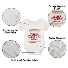 YSCULBUTOL Baby Twins Bodysuit Funny Ramen Outfit Noodle Funny Romper Baby Costume Jumpsuit Hat Bags（White noodle 6M）