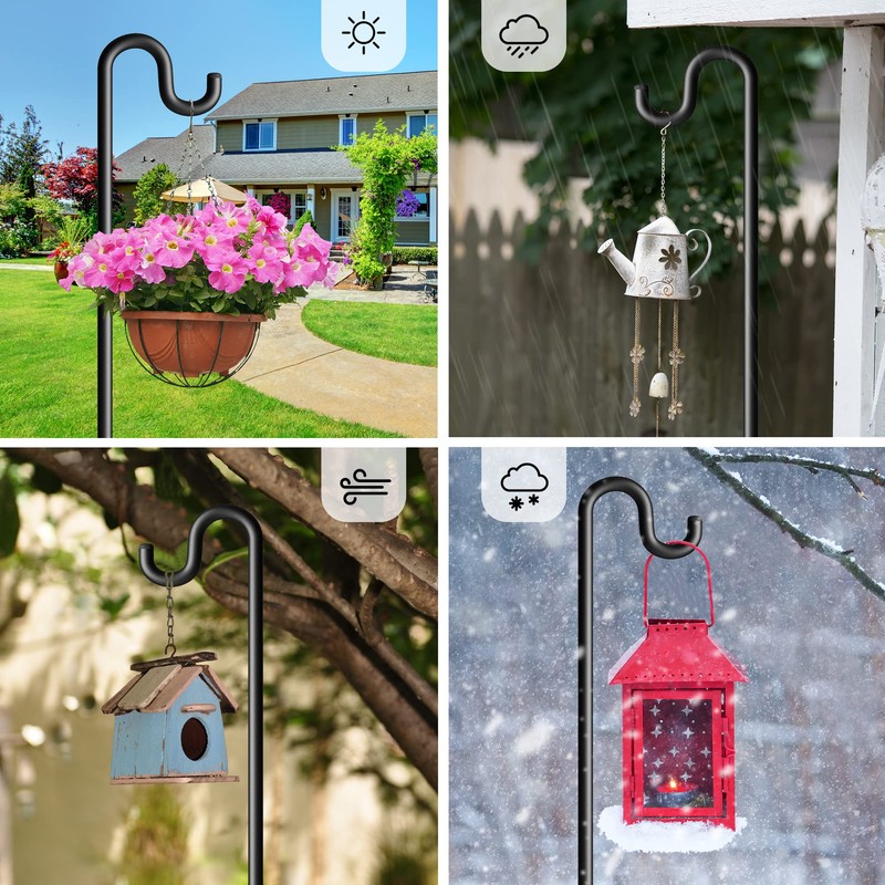 Surprizo 60" Shepherds Hooks for Outdoor, Extra Thick Bird Feeder