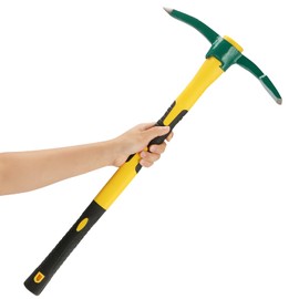 MOUYAT 24 Inch Large Pick Mattock Hoe, Garden Pick Axe Forged Steel Weeding Mattock Hoe Tool with Fiberglass Handle for Loosening Soil, Prospecting, Cultivating