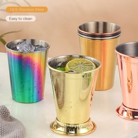 Buyer Star Gold Stainless Steel Cups (350ml) - (4 Pack) Premium Metal Drinking Glasses | Stackable Durability Cup