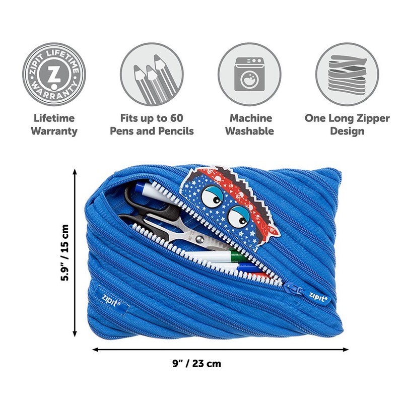 ZIPIT Talking Monstar Jumbo Pencil Case, Blue