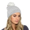 Thingimijigs Ladies Knitted Beanie Hat with Fluffy Faux Fur Pompom