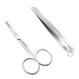 Nose Hair Trimmer Nose Hair Scissors, Hysotok Stainless Steel Nose Hair Clippers Friendly Round Tip, Easy Cut, Nose Hair Trimming Tweezers for Noses, Eyebrow for Men and Women