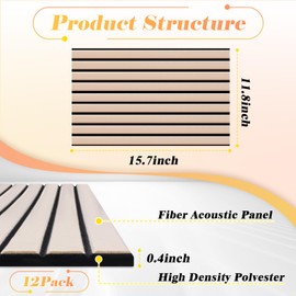 12 Pack Large Acoustical Wall Panels, Sound Proof Panels for Wall, 16 x 12 x 0.4 Inches Self-Adhesive Acoustical Soundproof Panels,Acoustic Treatment for Home Office Recording Studio Camel