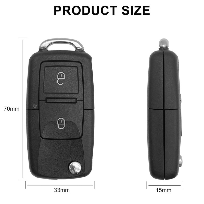 Hoembpn 2pcs compatible Volkswagen/Skoda/SEAT 2 Button Remote Key Case Replacement