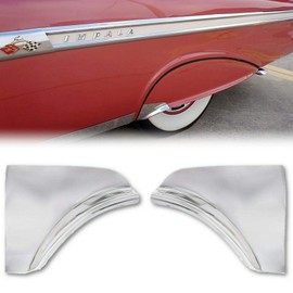 Octane Lighting Fender Skirt Stainless Steel Scuff Trim Pads Pair Fits 59 1959 Chevy Impala Car