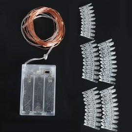 Photo Clip String Lights 17Ft - 50 LED Fairy String Lights with 50 Clear Clips for Hanging Pictures, Christmas Party Birthday Decoration - Perfect Dorm Bedroom Wall Decor Wedding Decorations