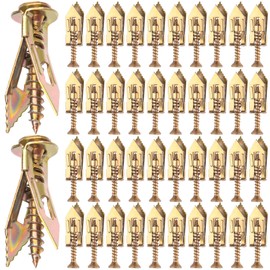 HINZIC 80 Pcs Self-Drilling Anchor Screws, Zinc Plated Steel Drywall Anchors, Heavy Duty Metal Expansion Bolt, No Drill or Holes, for TV, Shelf Straps, Gypsum Boards, Cabinets