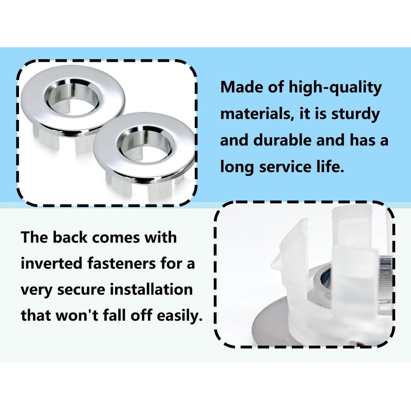 KAPSING Pack of 2 Sink Overflow Covers, Round Brass Kitchen