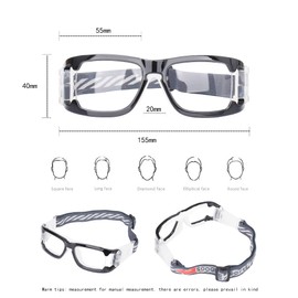 SooGree Gafas deportivas de raquetbol, baloncesto, fútbol, deportes, gafas protectoras para hombres y mujeres (almohadilla blanca de grame)