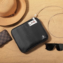 KOSMCCO Anti-Theft Locking Beach Bag, 9x7.5-inch Portable Beach Safe for Securing Your Valuables and Phone – Black