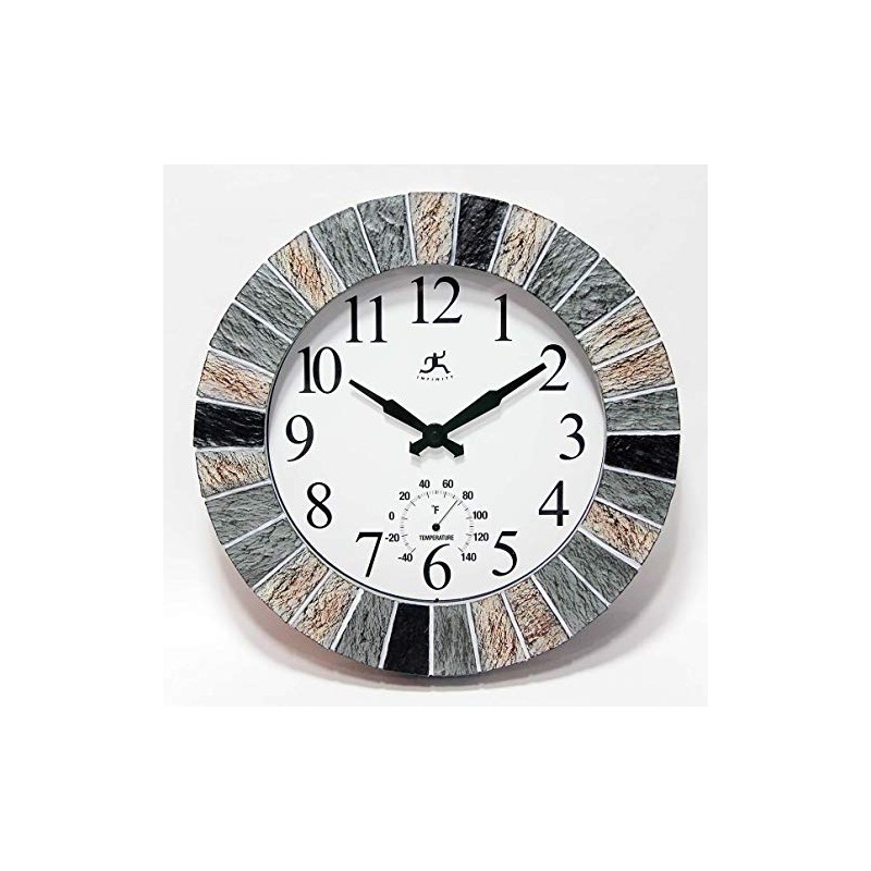 Infinity Instruments Slate 13 inch Outdoor Wall Clock Faux Slate