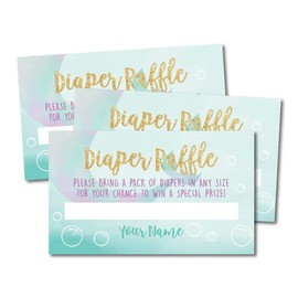 25 Baby Shower Diaper Raffle Tickets For Baby Shower Girl - Mermaid Baby Shower Games For Girls, Diaper Raffle Cards, Baby Raffle Tickets, Baby Shower Invitation Inserts, Baby Shower Ideas