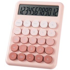 Calculator, Desk Calculators, Cute Pink Calculator, 12 Digit with Large LCD Display, Basic Standard Calculator, Big Button, Aesthetic Calculator, Mechanical Calculator for Office School