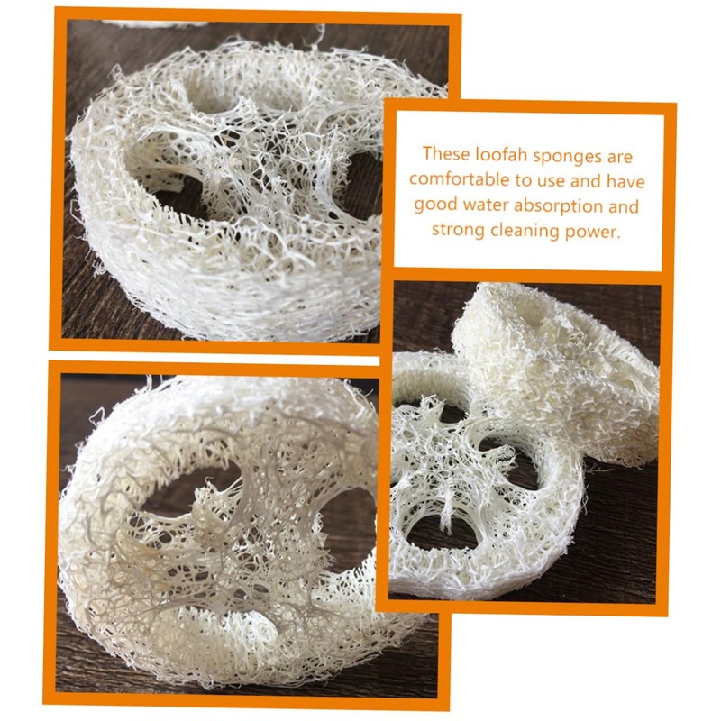 Baluue 10pcs Natural Loofah Dish Sponges Durable Kitchen Cleaning Tools