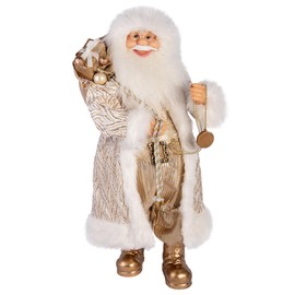 STP GOODS Santa Claus Collectible Doll, Collectible Figurines, Christmas Ornament with Gifts Bag, Christmas Indoor Decorations and Gift (Gold) 24" (60 cm)