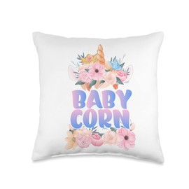 Unicorn Lover Baby Unicorn Cute Apparel Baby Corn Cute Unicorn Lover Girl Birthday Throw Pillow, 16x16, Multicolor