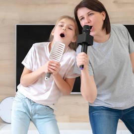 Operitacx 2pcs Kids Microphone Toy with Stand - Fake Microphone - Pretend Play Mic with Square Base for Stage Performances & Role Play