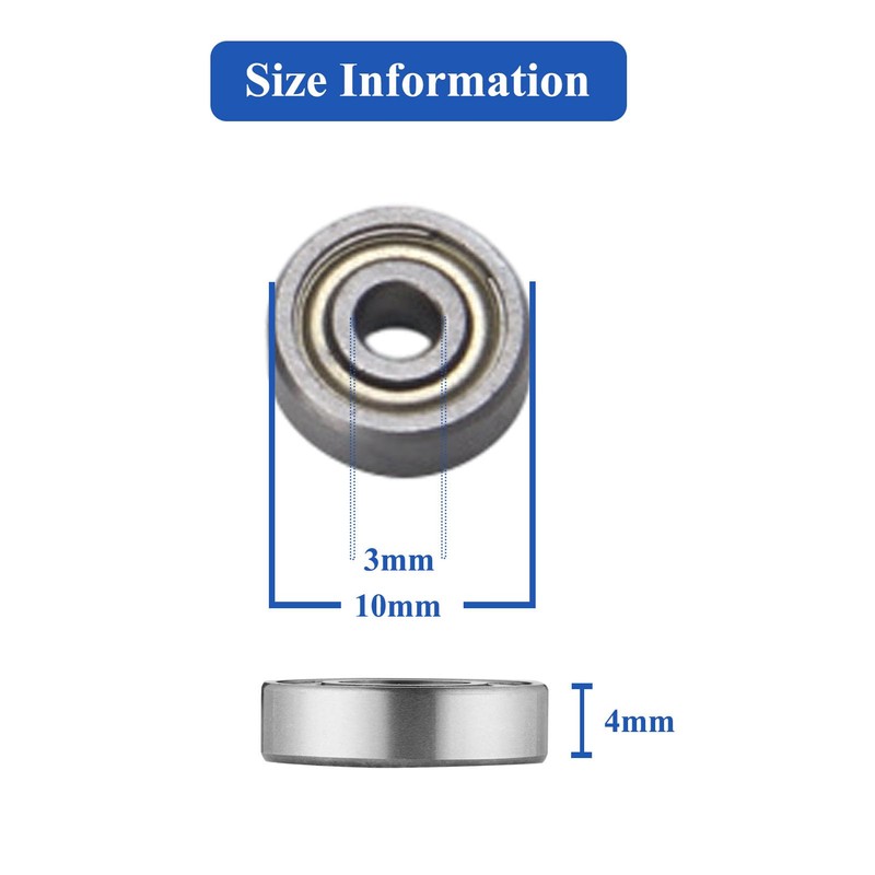 623ZZ Deep Groove Ball Bearings - 12PCS (3mm x 10mm