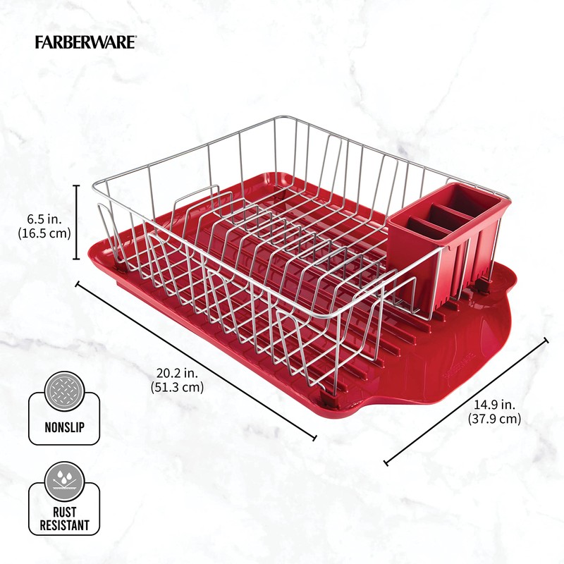 Farberware Classic Large Rust Resistant Full Dishrack with Removable 3