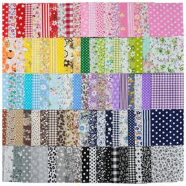 LetCart 100 x 10cm Cotton Fabric Bundles Square Floral Pattern Pre-Cut for Sewing Quilting Handmade Beginners
