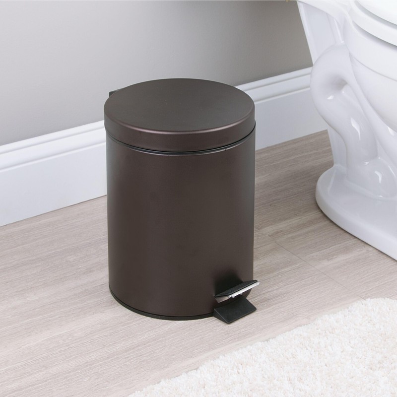iDesign Round 1.3 Gallon Bathroom Step Trash Can - Set