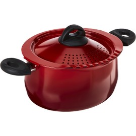 Bialetti 5.5 Quart Pasta Pot with Strainer Lid, Red – Elongated Oval Pot for Longer Spaghetti, Lasagna, Penne & Farfalle Noodles, Heat Resistant Handles & Nonstick Interior, Large Pot for Cooking