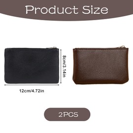 2 Pieces Coin Pouch,Black and Brown Small Coin Purse,Pu Lychee Pattern Zipper Small Zip Pouch,Suitable for Men and Women to Hold Credit Cards,ID Cards,Keys,etc.